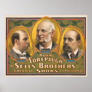 Poster Peter Sells, Adam Forepaugh E Lewis Vende