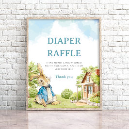 Poster Peter The Rabbit Fralda Raffle Jogo do Chá de fral