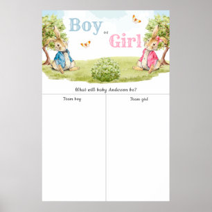 Poster Peter The Rebbit Boy ou Girl Gender Reveal Voting