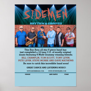 Poster Peter Welker "Sidemen" Banda Música
