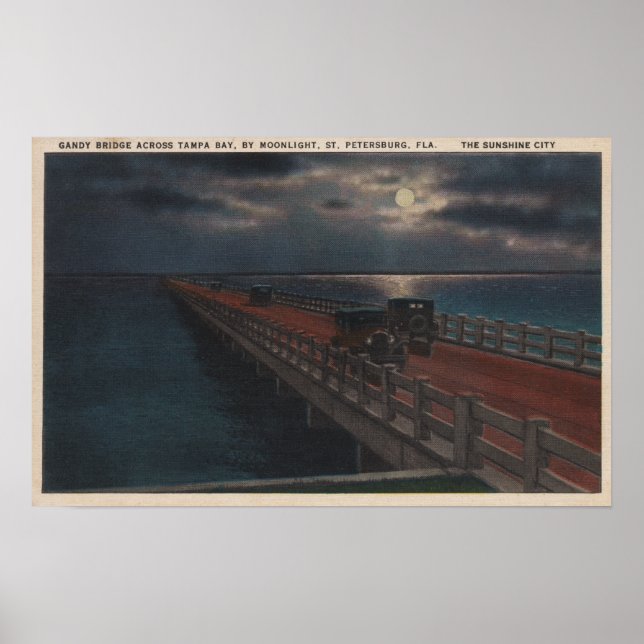 Poster Petersburgo, FL - Vista Lua de Gandy (Frente)