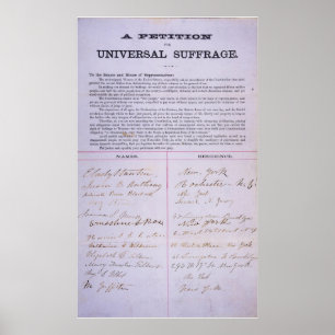 Póster Petição para direitos de voto das mulheres do