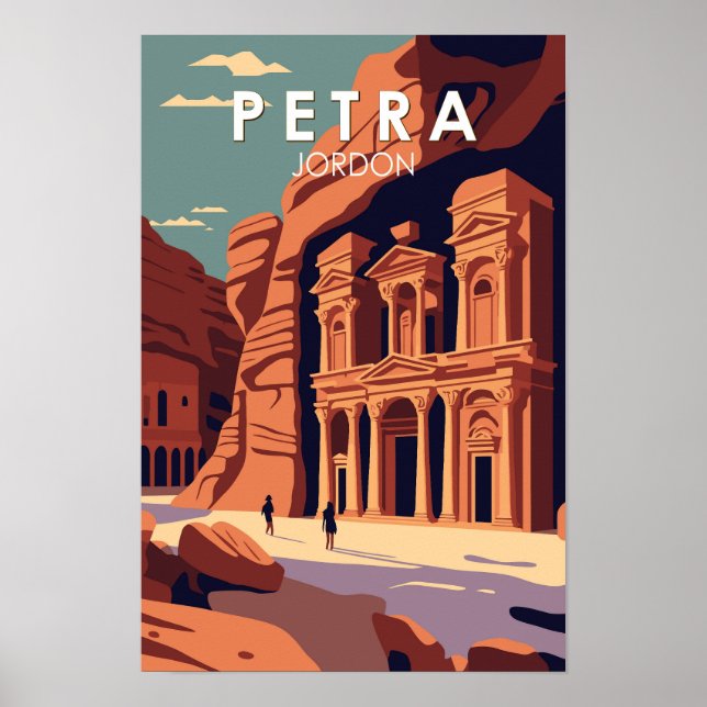 Poster Petra Jordânia Viagem Arte Vintage (Frente)
