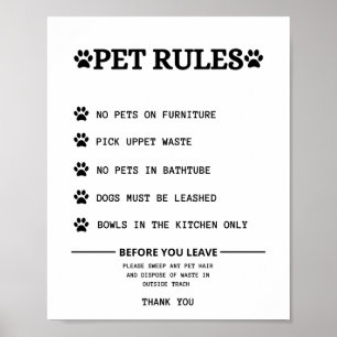 Poster pets rules sign