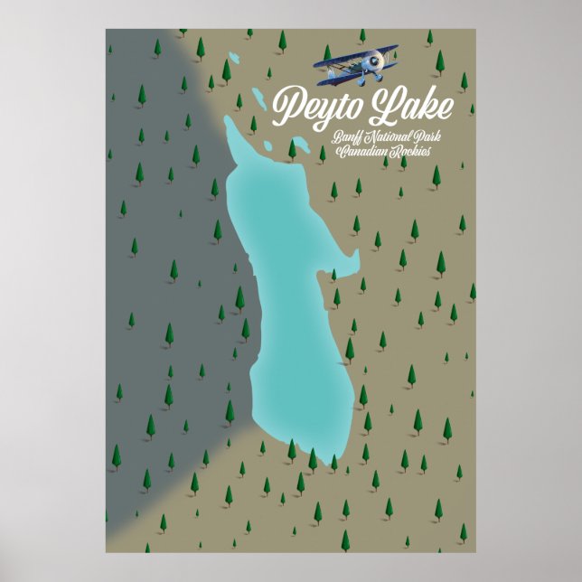 Poster Peyto lake Canadian Rockies map (Frente)