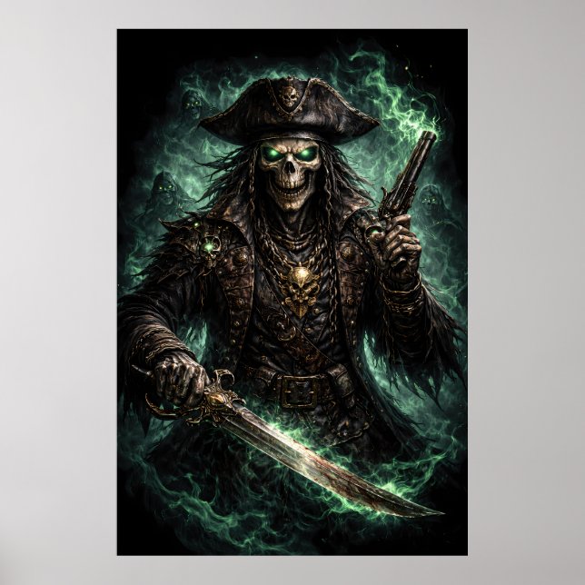 Poster Phantom Pirate Skull – Dark Fantasy Reaper (Frente)