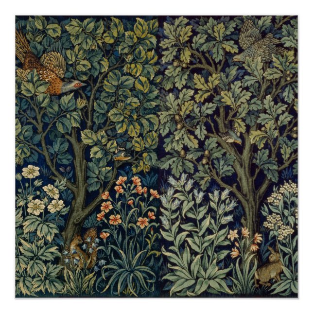 Póster Pheasant Pássaro Árvore Floresta William Morris (Frente)