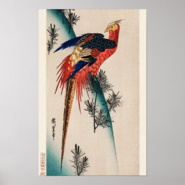 Poster Pheasant & Small Pine de Utagawa Hiroshige