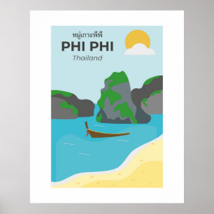 Poster Phi Island Tailândia, Viagem Art