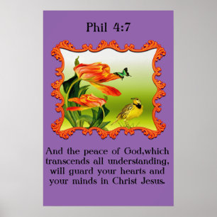 Póster Phil 4:7 Macacão-do-canário amarelo e preto