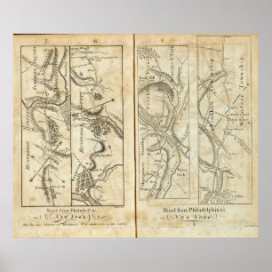Póster Philadelphfia ao mapa de estradas 2 de New York