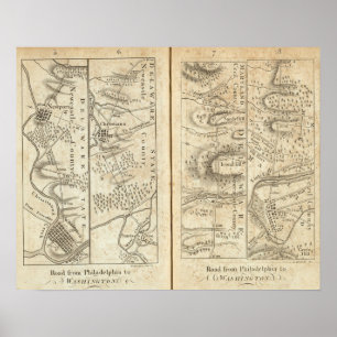 Póster Philadelphfia ao mapa de estradas 2 de Washington