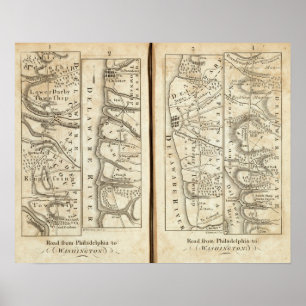 Poster Philadelphfia ao mapa de estradas 3 de Washington