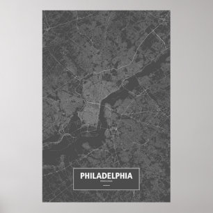 Póster Philadelphfia, Pensilvânia (branca no preto)