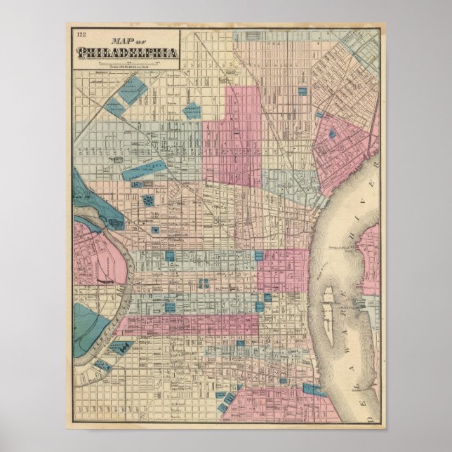 Póster Philadelphia, Mapa da Pensilvânia (Frente)