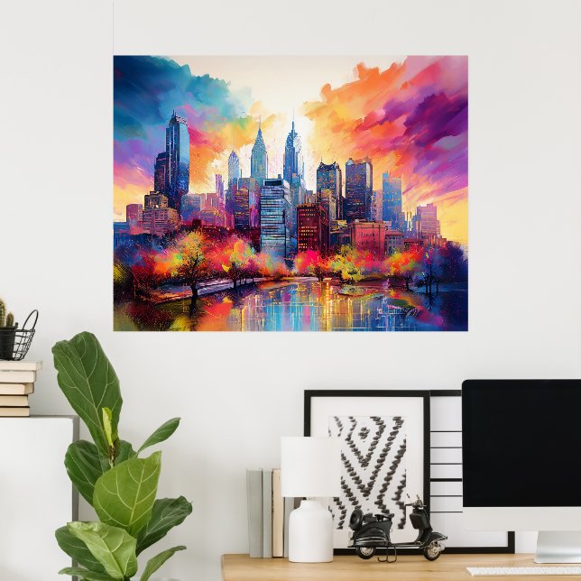 Poster Philadelphia Skyline Colorful Art (Escritório em casa)