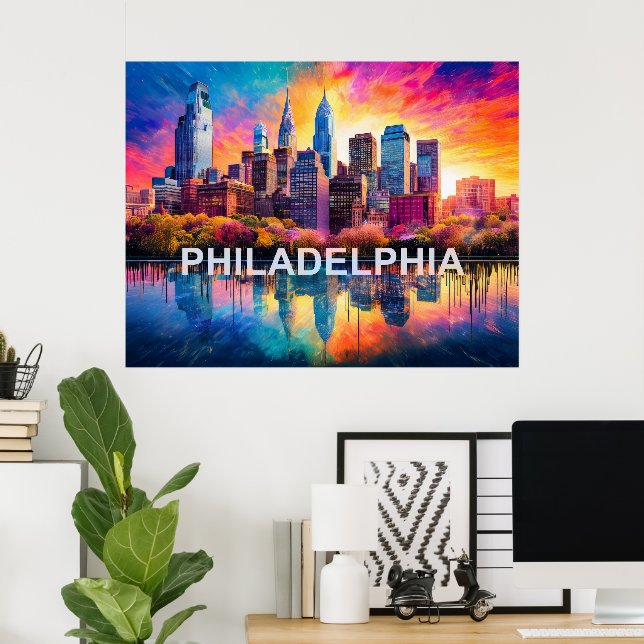 Poster Philadelphia Skyline Colorful Art (Escritório em casa)