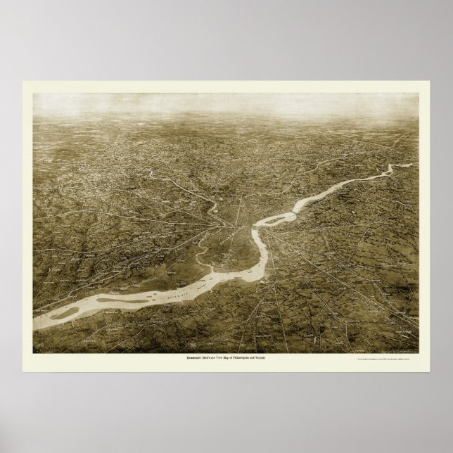 Póster Philadelphia Vicinity, PA Panorâmica Map - 1926 (Frente)