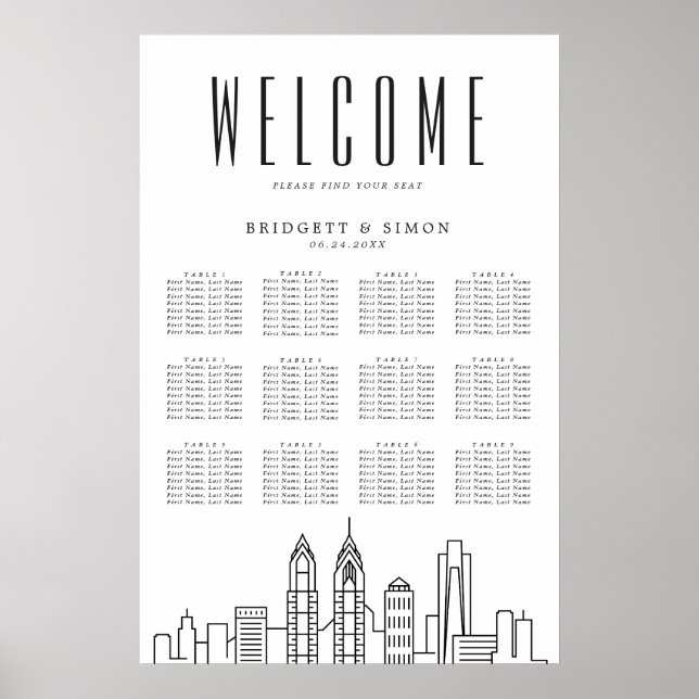 Poster Philadelphia Wedding | 12 Mesa (Frente)