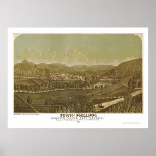 Póster Philippi, mapa panorâmico de WV - 1861