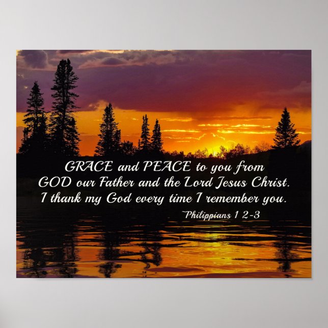 Poster Philippians 1:2-3 Grace e Peace to You, Sunset (Frente)