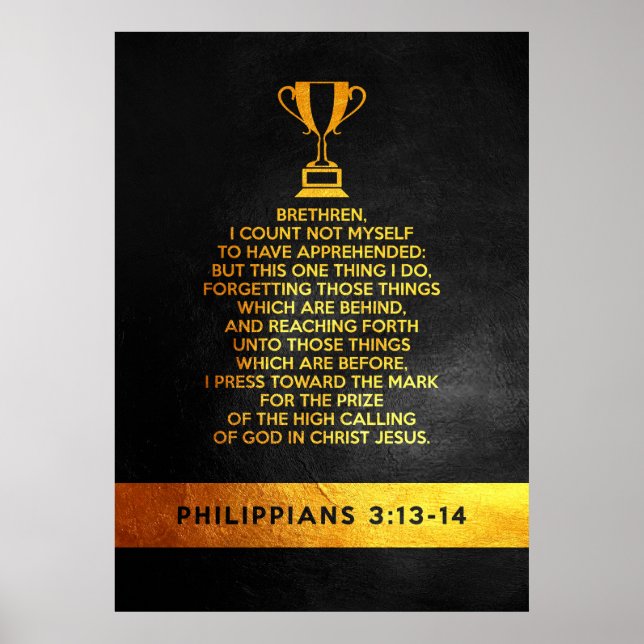 Poster Philippians 3:13-14 Bíblia Verse (Frente)