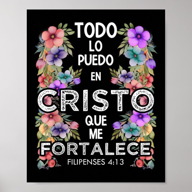 Poster Philippians 4_13 Bíblia cristã espanhola Verse Jes (Frente)
