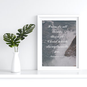 Poster Philippians 4:13 Bíblia Verso Oceano Majestoso