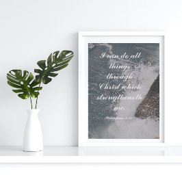 Poster Philippians 4:13 Bíblia Verso Oceano Majestoso