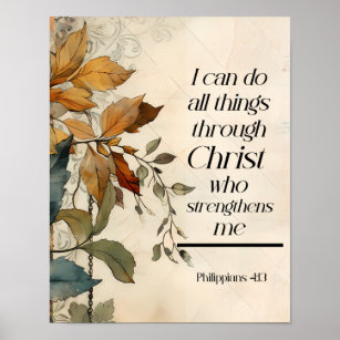 Poster Philippians 4:13 Todas as coisas através da Bíblia