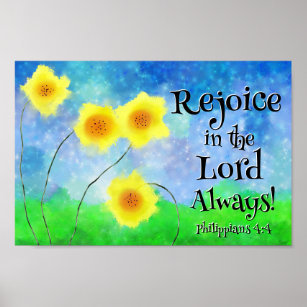Poster Philippians 4:4, alegria no Senhor Sempre