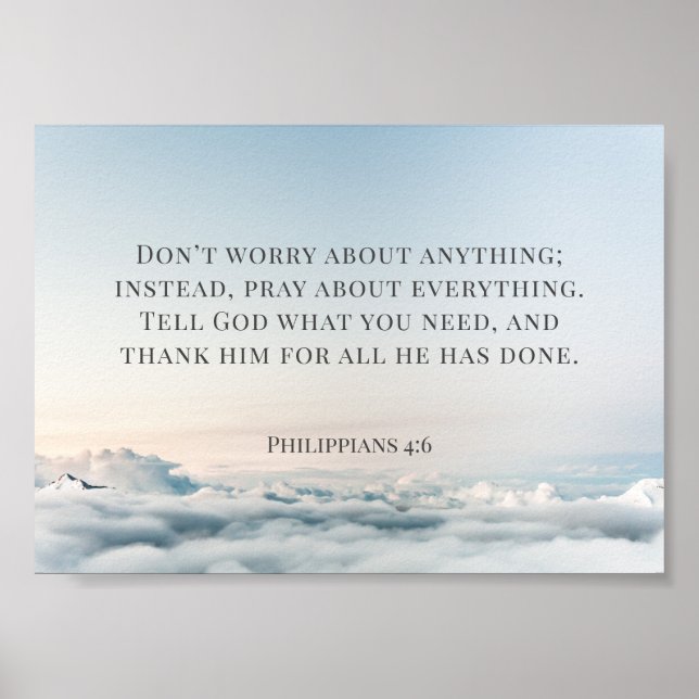 Poster Philippians 4:6, não se preocupe com nada (Frente)