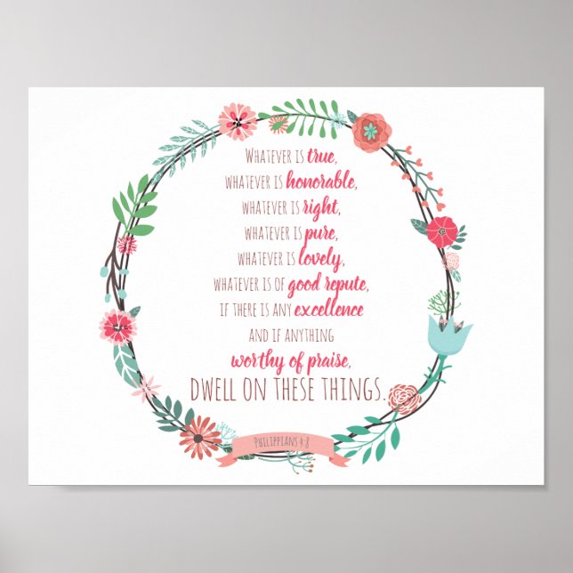 Póster Philippians 4:8 (Frente)