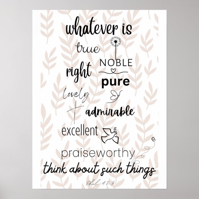 Poster Philippians 4 O que quer que seja o verdadeiro Pos (Frente)