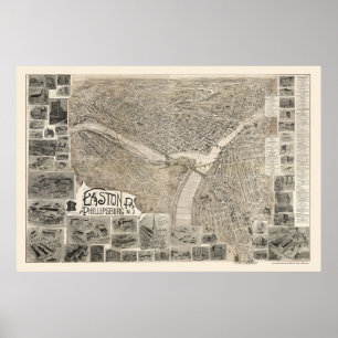 Poster Phillipsburg, NJ & Easton, PA Panorâmica - 1900