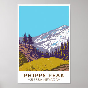 Poster Phipps Peak Sierra Nevada California Vintage