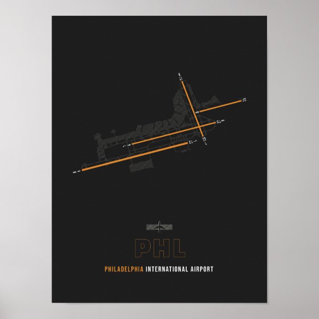 Poster PHL - Filadélfia - Diagrama de pista do aeroporto  (Frente)