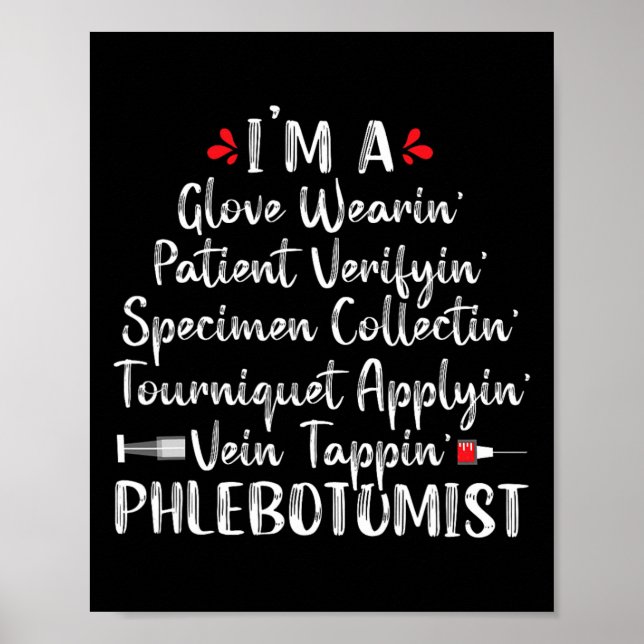 Poster Phlebotomist Phlebotomy Technician Enfermeira Enfe (Frente)