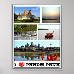 Poster Phnom Penh - Camboja - I Love -