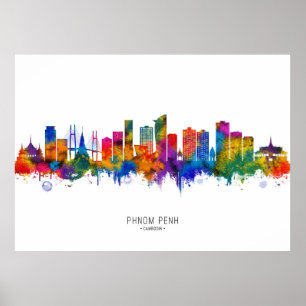 Poster Phnom Penh Camboja Skyline