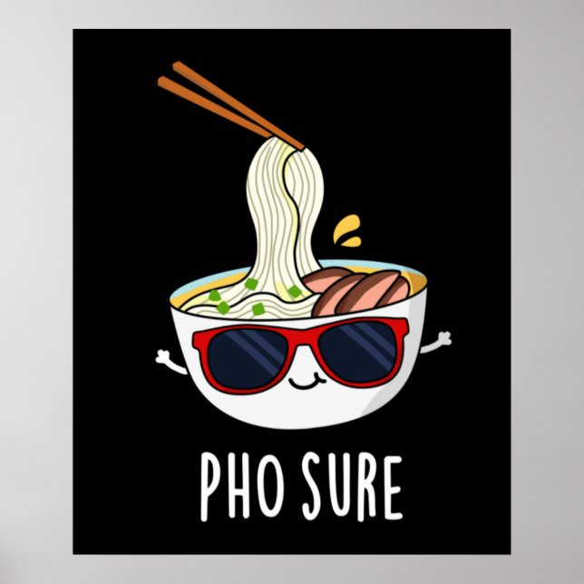 Poster Pho Claro Engraçado Pho Soup Noodle Pun Dark BG (Frente)