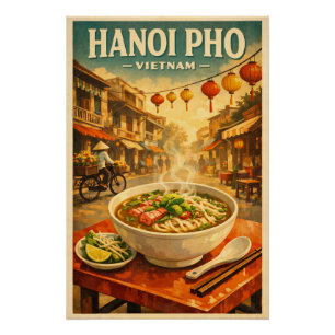 Póster Pho de Hanói, Vietnã, em um clássico retrô