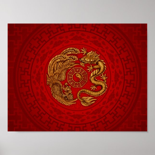 Poster Phoenix and Dragon with bagua #4 (Frente)