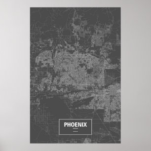 Póster Phoenix, arizona (branca no preto)