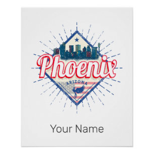 Póster Phoenix Arizona EUA Skyline Vintage EUA