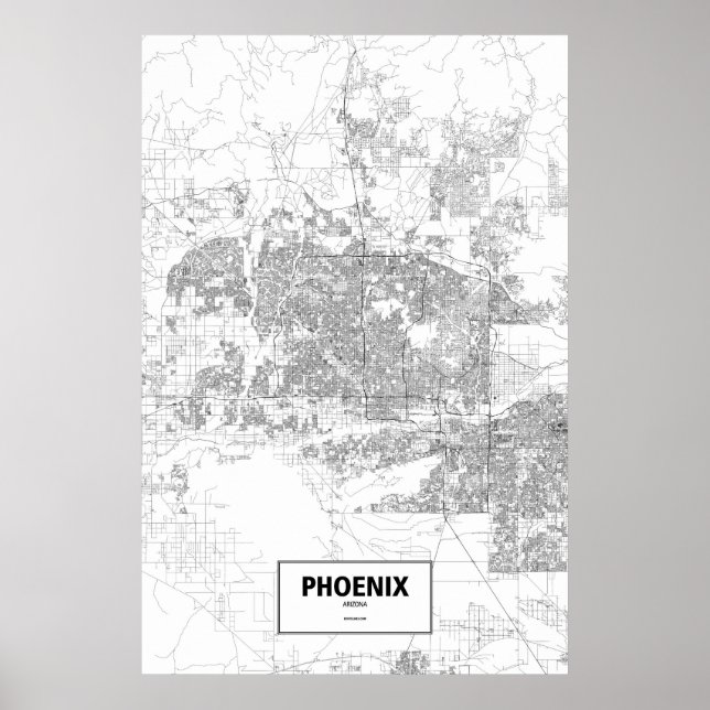 Poster Phoenix, Arizona (preto sobre branco) (Frente)
