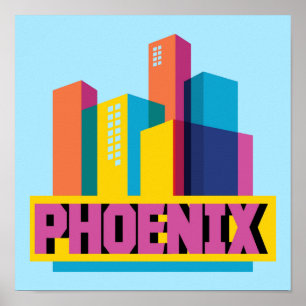 Póster Phoenix, skyline de néon da arizona  
