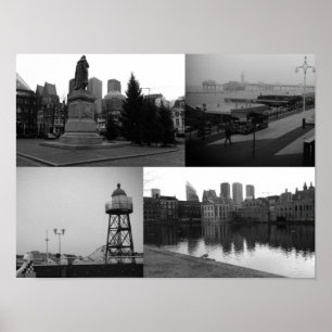 Póster Photo collage of The Hague 3 in black and white