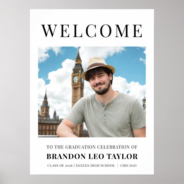 Poster Photo Graduation Party Welcome Board (Frente)