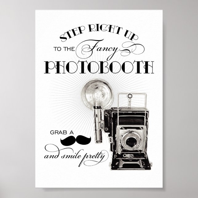 Póster Photobooth Vintage Black and White Wedding (Frente)